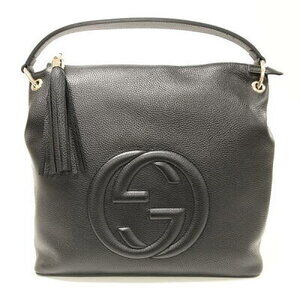 Gucci Soho Hand Shoulder Bag Black Leather GG